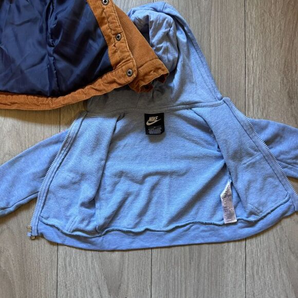 Bundle of 2 Little Me Boy Jacket Corduroy Fleece brwn jacket/Nike blue sweater - Picture 5 of 13